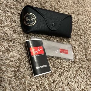 Ray-Ban Black Sunglasses Case with Gray Cleaning Cloth and Booklet